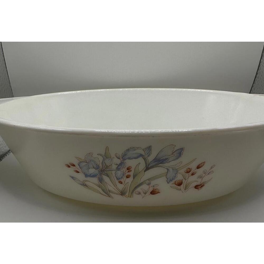 Vintage Pyrex Blue Iris Oval Casserole Baking‎ Dish 11x7